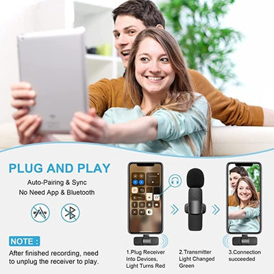 iZEN Mini Wireless Lavalier Microphone for Type-C port Phones, Plug-Play Wireless Lapel Mic with 2 Microphones for USB-C Android Phone Video Recording, Interview, Vlog, Auto Sync and Noise Reduction. Good for iPhone 15 and Android phones with usb c port