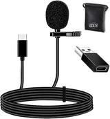 2m/6.6ft Lavalier Lapel Microphone USB C Professional Omnidirectional Condenser Clip on Microphone for Recording, Vlogging, Podcasting Compatible with Laptop, Tablet, Computer