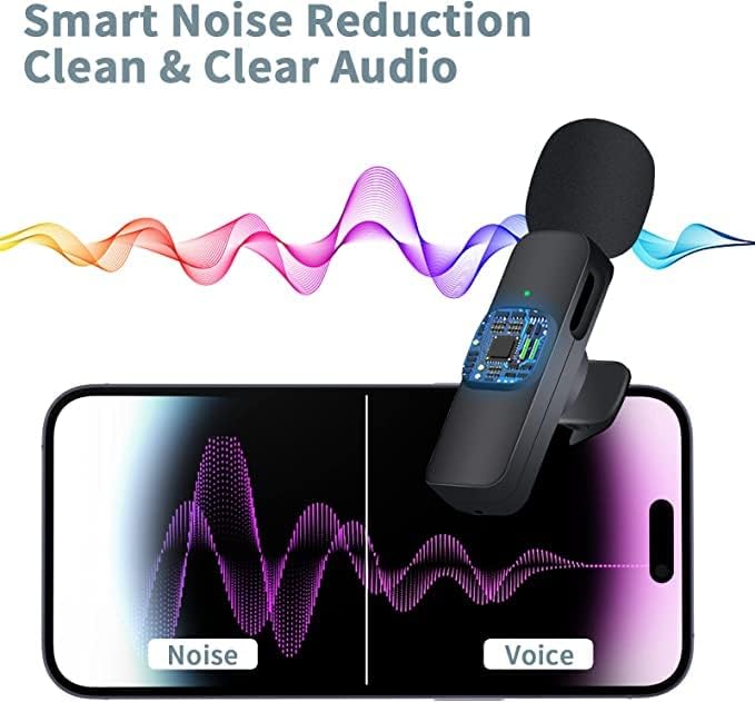 iZEN Mini Wireless Lavalier Microphone for Type-C port Phones, Plug-Play Wireless Lapel Mic with 2 Microphones for USB-C Android Phone Video Recording, Interview, Vlog, Auto Sync and Noise Reduction. Good for iPhone 15 and Android phones with usb c port