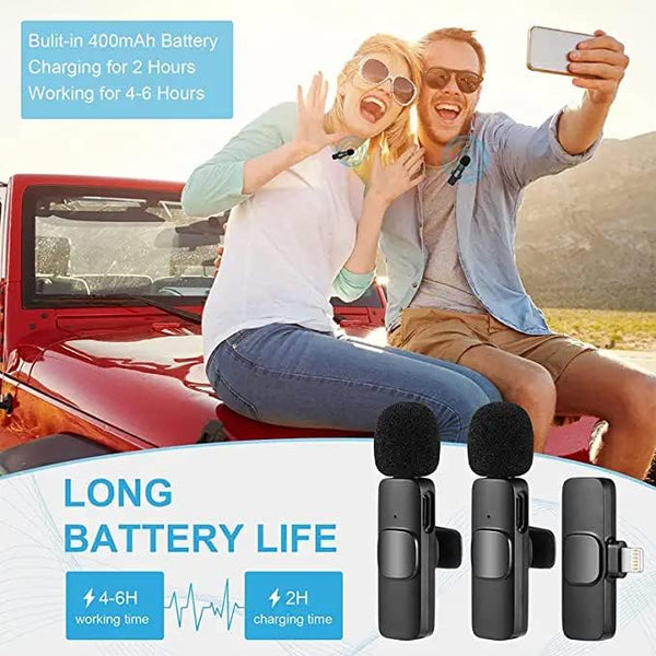 Dual Wireless Mini Lavalier Lapel i Mic with clip on Microphone for Video Recording for iphone and iPad Mini We Microphone Wireless ireless Lavalier Mic iphonMic for TikTok YouTube Stream Vlog