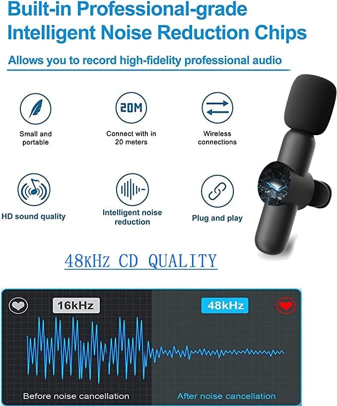 iZEN Mini Wireless Lavalier Lapel Microphone for Recording, Mic Live Streaming for Android Phones (USB type C port only) Compatible with Samsung, Huawei, Vivo, Oppo for YouTube, TikTok, Facebook etc