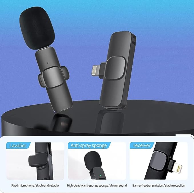 Dual Wireless Mini Lavalier Lapel i Mic with clip on Microphone