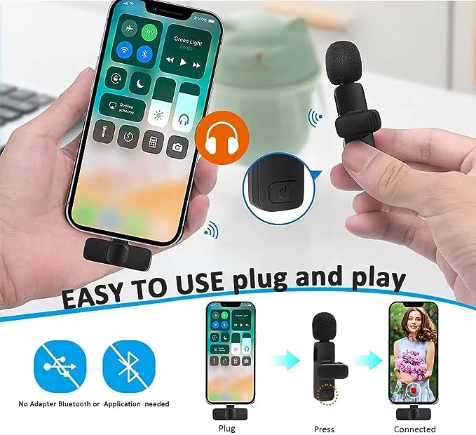 Dual Wireless Mini Lavalier Lapel i Mic with clip on Microphone