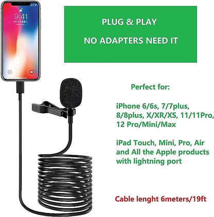 6M/19FT Professional Lavalier Lapel Microphone Omnidirectional