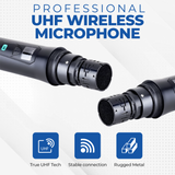 Wireless Microphones Dual Channel Metal Professional UHF Cordless Dynamic Mic Handheld Wireless Microphone System with Receiver for Home Karaoke Party Church DJ Wedding Singing Vlogging, 200ft